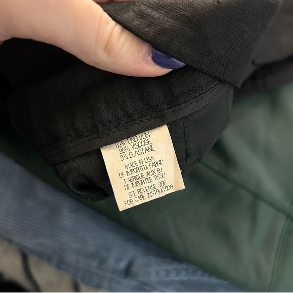 Theory Women’s Black Linen Wide Leg Trouser Pants - Picture 3 of 8